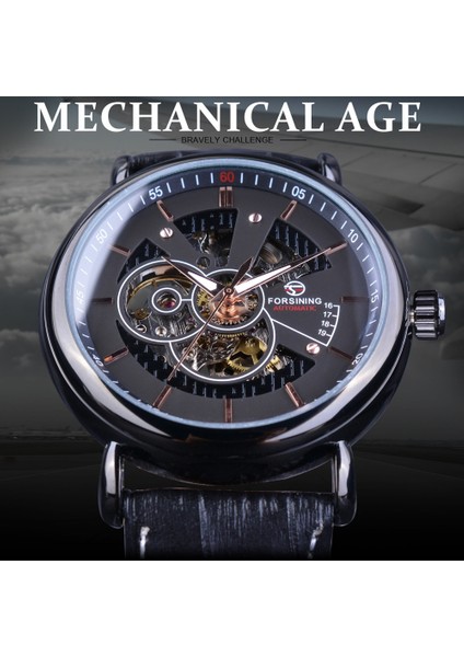 GMT1030-3 Forsining Şeffaf Kılıf Avigator Serisi Hakiki Deri Kayış Moda Tasarım Erkekler Otomatik Saatler Üst Marka Lüks (Yurt Dışından) modelleri