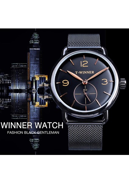 GMT1126-1 Kazanan Siyah Erkek Mekanik Saatler Basit Ince Ince El Rüzgar Analog Paslanmaz Çelik Hasır Bant Kol Saatleri Saat Izle Montre (Yurt Dışından) modelleri