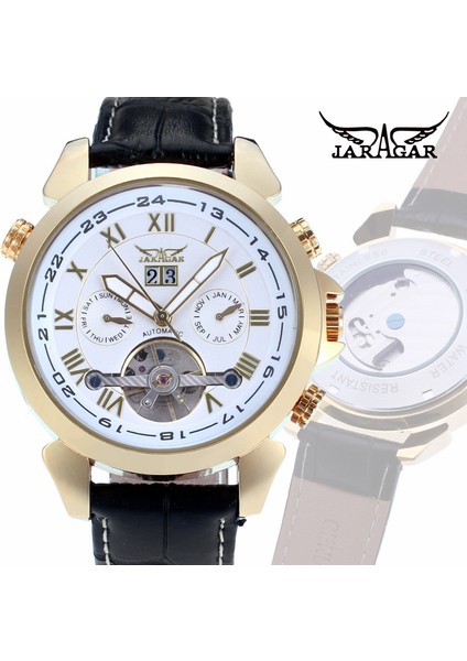 06 Jaragar Alaşım Mekanik Saat Rahat Moda Volan Roma Ölçekli Mekanik Saat Takvim Kemer Kol Saati (Yurt Dışından) modelleri