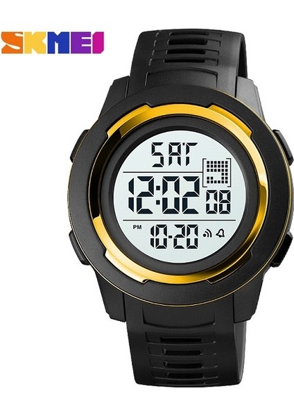Altın Beyaz 2021 Yeni Skmeı Rahat Dijital Erkek Spor Izle 5bar Su Geçirmez Kronometre LED Elektronik Erkek Saat Relogio Masculino (Yurt Dışından)