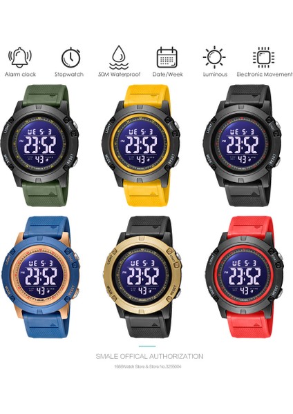 Siyah Altın Kutu Smael Unisex Dijital Saatler Erkek Kadın Siyah Su Geçirmez Elektronik LED Ekran Kol Saati Tarihi Hafta Askeri Spor Izle Bayan (Yurt Dışından) indirimleri