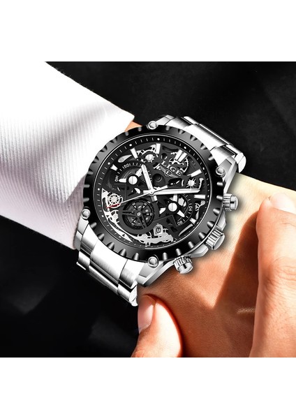 Gümüş Siyah Lıge Hollow Erkek Saatler Üst Marka Spor Su Geçirmez Kuvars Saat Askeri Paslanmaz Çelik Kol Saati Erkekler Için Relogio Masculino (Yurt Dışından) indirimleri