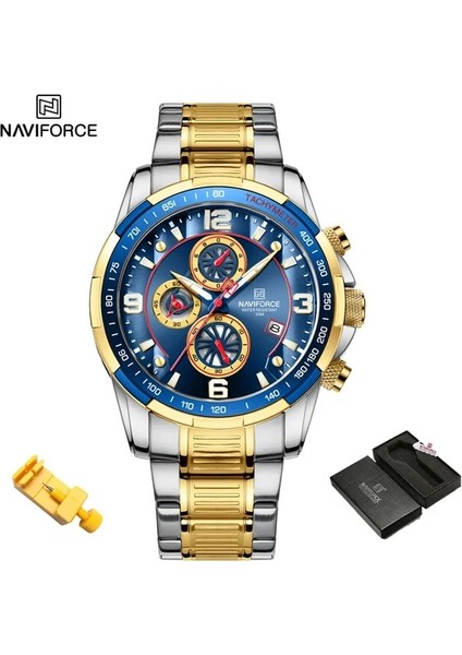Gbe-Box 2022 Navıforce Iş Erkek Saati Paslanmaz Su Geçirmez Tarih Spor Quartz Saat Erkekler Için Çelik Kayış Erkek Saat Relógio Masculino (Yurt Dışından)