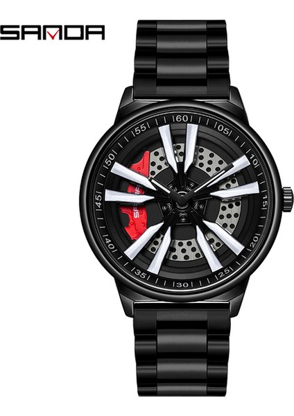 Çelik Siyah Sanda Spor Saat Moda Trendi Erkek Yarış Saati Mavi Örgü Kayış 360° Dönebilen Kadranlı Saat Su Geçirmez ve Düşmeye Dayanıklı Reloj (Yurt Dışından)