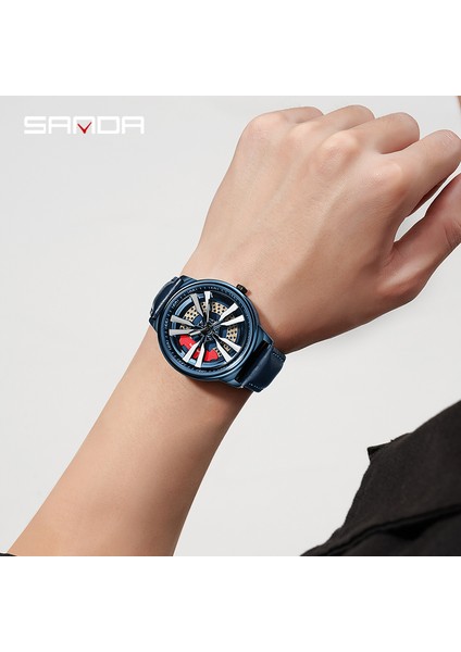 Çelik Siyah Sanda Spor Saat Moda Trendi Erkek Yarış Saati Mavi Örgü Kayış 360° Dönebilen Kadranlı Saat Su Geçirmez ve Düşmeye Dayanıklı Reloj (Yurt Dışından)