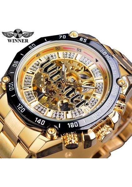 GMT1181-5 Kazanan Erkekler Steampunk Moda Altın Açık Çalışma Şeffaf Erkekler Otomatik Kol Saati Mekanik Üst Marka Lüks Aydınlık (Yurt Dışından)