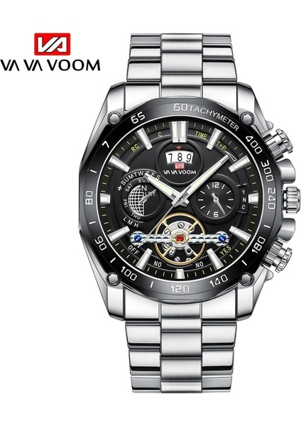 2421Y 2023 Yeni 12 Saat Takvimi Tourbillon Relogio Masculino Noctilucent Spor Erkek Paslanmaz Çelik Kayış Su Geçirmez Erkekler Için Izle (Yurt Dışından)