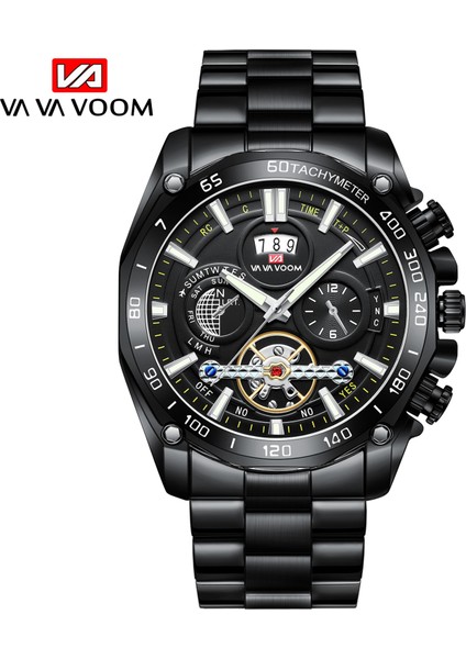 2421Y 2023 Yeni 12 Saat Takvimi Tourbillon Relogio Masculino Noctilucent Spor Erkek Paslanmaz Çelik Kayış Su Geçirmez Erkekler Için Izle (Yurt Dışından)
