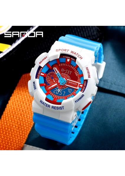 Mor Sanda Yeni Erkek Izle Çift Ekran Spor 30 M Su Geçirmez Dijital Saatler Kol Saati Kuvars Izle Erkekler Için Relogio Masculino 299 (Yurt Dışından)
