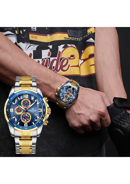 Sbe-Box Navıforce Mizaç Erkekler Lüks Moda Tasarımı Altın Erkek Saatler Çok Fonksiyonlu Aydınlık Kuvars Erkek Kol Saati Relogio Masculino (Yurt Dışından) modelleri