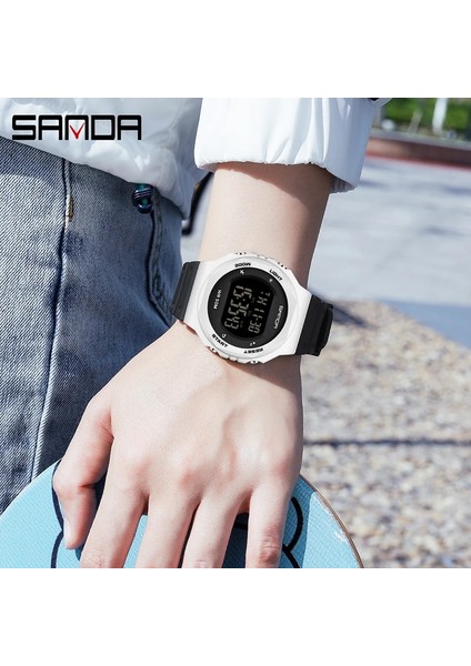 Siyah Altın Moda Elbise Spor Izle Kız Lüks LED Dijital Saatler Kadın Kol Saati Üst Marka Sanda Saatler Kronometre Saat 6069 (Yurt Dışından) indirimleri