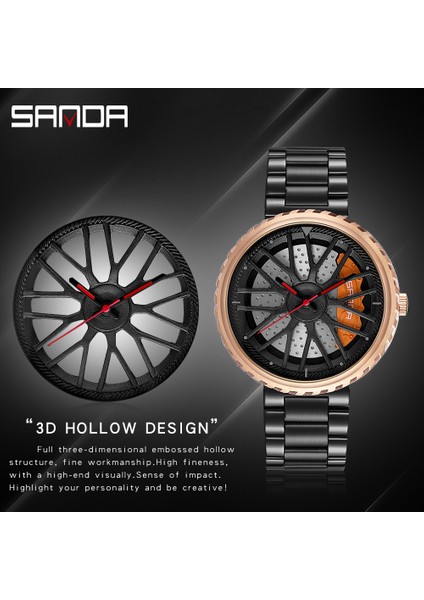 Örgü Gümüş Erkek Lüks Saatler Spor Araba Saatler Su Geçirmez Spor Jant Tekerlek Göbeği Kol Saati Araba Kuvars Erkek Saatler Relogio Masculino (Yurt Dışından) indirimleri