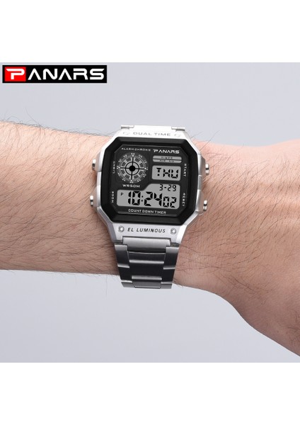 Gül Altın Panars Saatler Erkekler Su Geçirmez Paslanmaz Çelik Kemer Erkek Iş Dijital Saat Alaşım Spor Saat Erkek Relojes Hombre (Yurt Dışından)