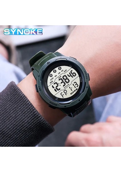 Gri Açık Spor Erkekler Dijital Saatler Reloj Hombre LED Büyük Kadran Yuvarlak Izle Aydınlık Rahat Çalar Saat Çok Fonksiyonlu Kronometre Hediye (Yurt Dışından)