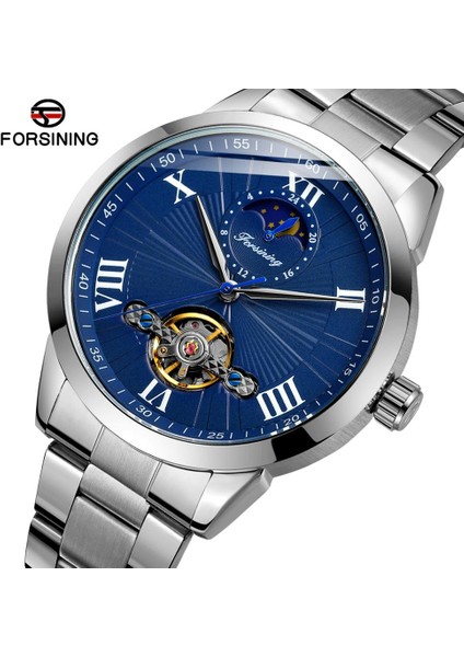 Siyah Gümüş 4151 Lüks Ay Fazı Paslanmaz Çelik Bilezik Tourbillion Erkek Otomatik Saatler Adam Için Moda Kol Saatleri (Yurt Dışından) indirimleri