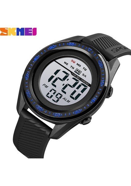 Mavi Beyaz Açık Spor Izle 100 M Su Geçirmez Dijital Saat Erkekler Moda LED Işık Kronometre Kol Saati Erkek Saat Skmeı Reloj Hombre (Yurt Dışından)