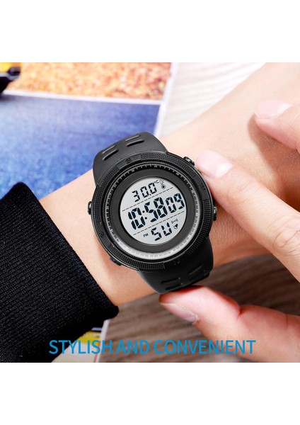 Siyah Beyaz 2020 Skmeı LED Alarm Spor Saatler Erkekler Vücut Ortam Sıcaklığı Tracker Erkek Spor Dijital Saatı Adam Erkek Reloj Hombre (Yurt Dışından) modelleri