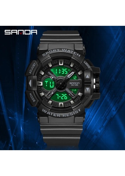 Siyah WHITE3128 Sanda Erkekler Askeri Izle Üst Marka 50 M Su Geçirmez Kol Saati LED Çalar Saat Spor Izle Erkek Relogios Masculino Spor Izle Erkekler (Yurt Dışından)