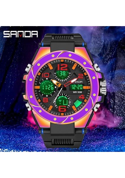 6024 Siyah Gümüş Sanda Yeni Erkek Askeri Izle 50 M Su Geçirmez Kol Saati LED Kuvars Saat Spor Izle Erkek Izle Relogios Masculino (Yurt Dışından) indirimleri