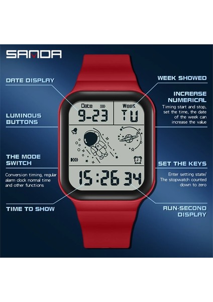 Beyaz Siyah Sanda Erkekler Dijital Spor Saatler Adım Kilometre Aydınlık Su Geçirmez Elektronik Kronograf Kol Saati Kare Saat Reloj Hombre (Yurt Dışından)