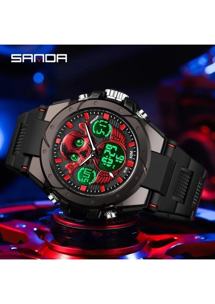 Erkekler Için Kırmızı Kafatası Kuvars Izle Sanda Moda Aydınlık Erkek Yaratıcı Saatler Yeni Ürün Dijital Spor Su Geçirmez Saat (Yurt Dışından) fırsatları