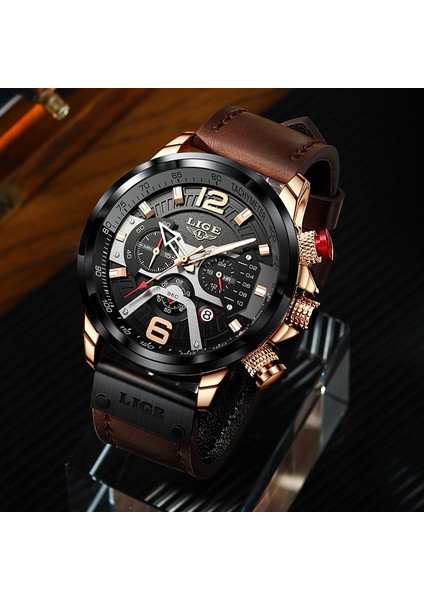 Gümüş Bule Lıge Rahat Spor Saatler Erkekler Için Siyah Üst Marka Lüks Askeri Deri Kol Saati Adam Saat Moda Chronograph Kol Saati (Yurt Dışından) modelleri