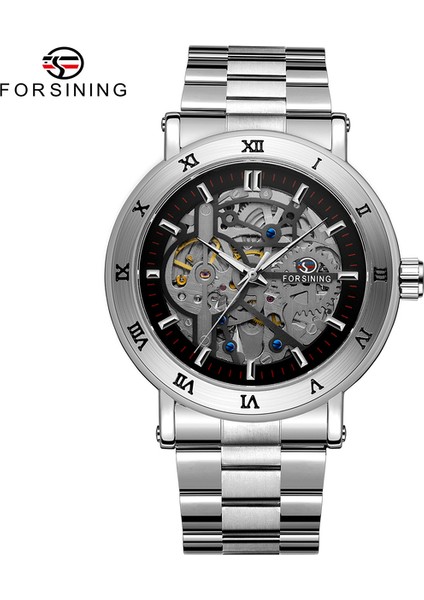 Gümüş Forsining Erkek Otomatik Mekanik Saatler Paslanmaz Çelik Kayış Su Geçirmez Erkek Kol Saati Erkek Çok Fonksiyonlu Lüks Saat (Yurt Dışından)