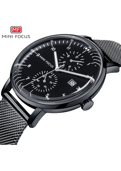 Gümüş Beyaz Mını Focus Klasik Elbise Kuvars Erkek Saatler Top Marka Lüks Siyah Örgü Kayış 3 Alt Kadran 6 Ibreler Tarih Göstergesi Ultra Ince Saat (Yurt Dışından) fiyatları