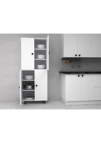 Tamamı Mdf 6 Raflı Çok Amaçlı Mutfak Banyo Ayakkabılık Dolabı 50 cm
