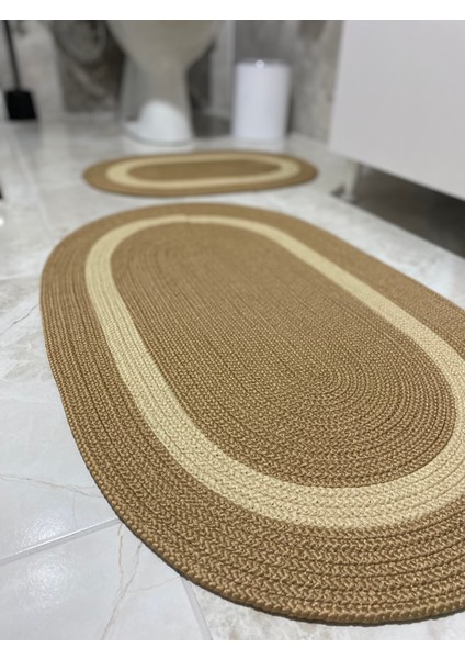 Milda Jüt 2'li Banyo Paspası Çift Taraflı Kaymaz Yıkanabilir Banyo Paspas Takımı 40X60CM & 50X80CM