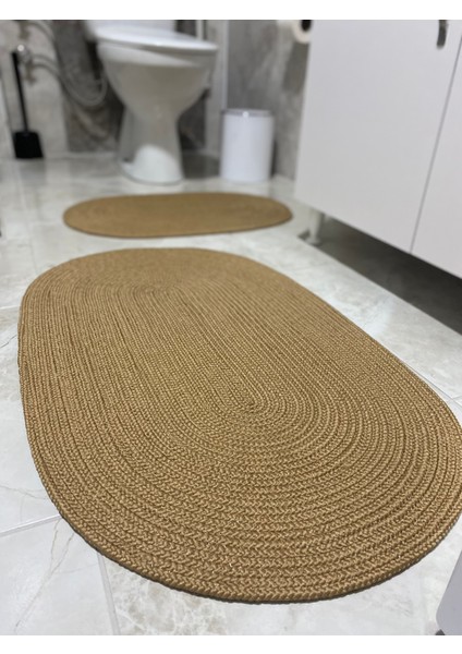 Milda Jüt 2'li Banyo Paspası Çift Taraflı Kaymaz Yıkanabilir Banyo Paspas Takımı 40X60CM & 50X80CM