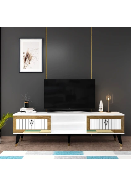 Cantek Dizayn Lidya Tv Stand Beyaz-Altın