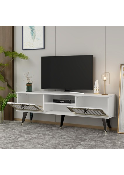 Lidya Tv Stand Beyaz-Altın