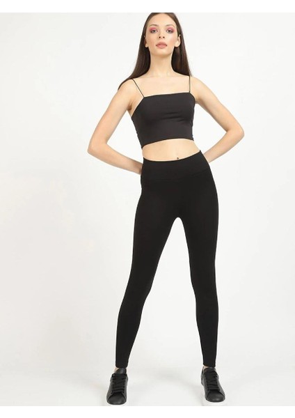 1413 Geniş Kemer Çelik Tayt Siyah