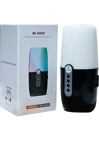 MS-1501BT Rgb LED Işıklı Gece / Kamp Lambası Özellikli Kablosuz Bluetooth Hoparlör