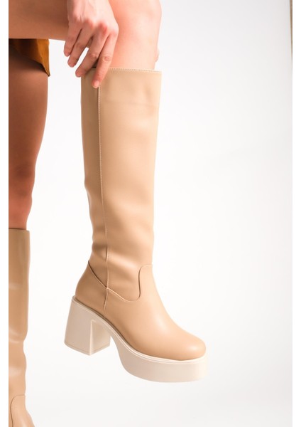 Mostar Ten Mat Kalın Platform Topuklu Günlük Çizme modelleri