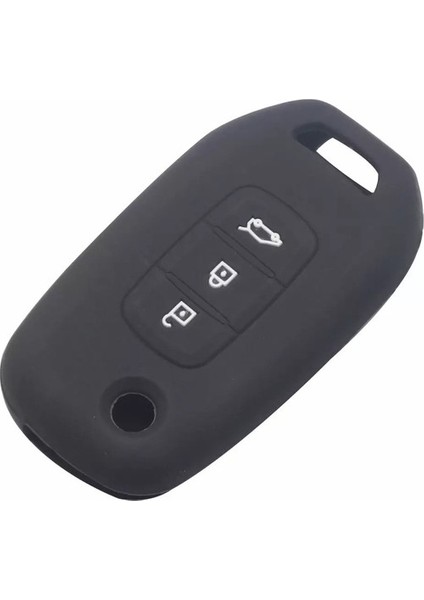 Renault Clio 5 Megane 4 Captur Kadjar Symbol Sustalı Silikon Anahtar Kılıfı 3 Buton Siyah