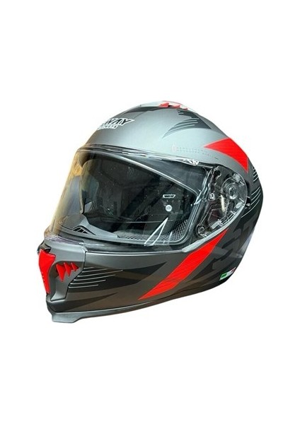 Sw 865 Gri Kırmızı Kapalı Kask L