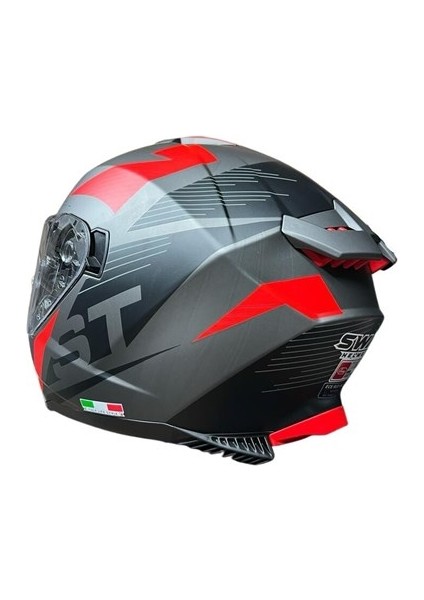 Sw 865 Gri Kırmızı Kapalı Kask L