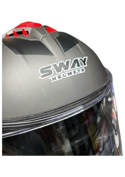 Sw 865 Gri Kırmızı Kapalı Kask L