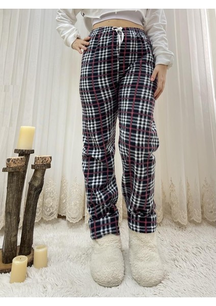 Kadın Polar Pijama Altı Kışlık Lastikli Bel Tek Alt