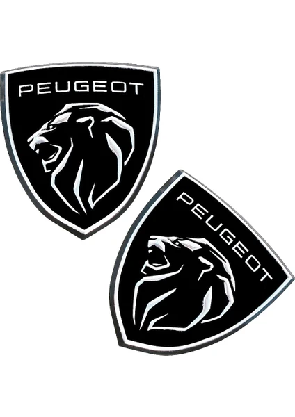 Peugeot Logo Yeni Arma 3D Metalize Sticker Alüminyum 2 Adet Kabartmalı Etiket