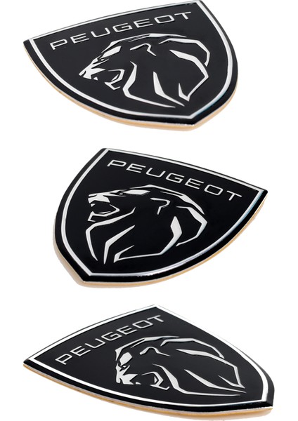 Peugeot Logo Yeni Arma 3D Metalize Sticker Alüminyum 2 Adet Kabartmalı Etiket