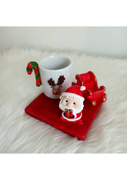 Yılbaşı Noelbaba Temalı Sunumluk Dekoratif Kahve Fincanı Modeli