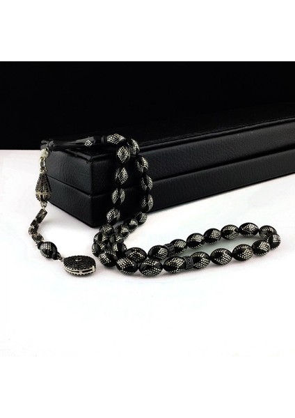 Zirkon Taşlı Püsküllü Gümüş Işleme Ateş Kehribar Tesbih modelleri