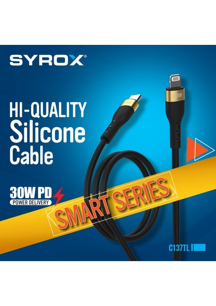 C137TL 30W Pd Ultra Hızlı Type-C To Iphone Lightnıng Şarj & Data Kablosu-Hı-Qualıty Silicone Cable 30W Pd Power Delıvery Smart Series C137TL