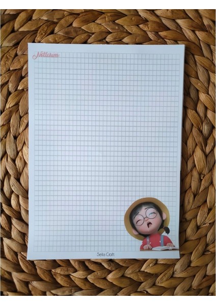 Sevimli Kızçe Desenli Kareli Notepad 03 Günlük Planlayıcı, Defter, To Do List, Not Defteri, Ajanda