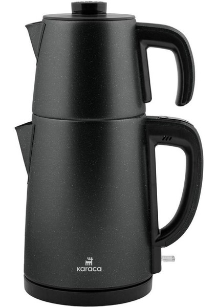 Gastro Dem 2 In 1 Çelik Inox Çay Makinesi ve Su Isıtıcı Shiny Black