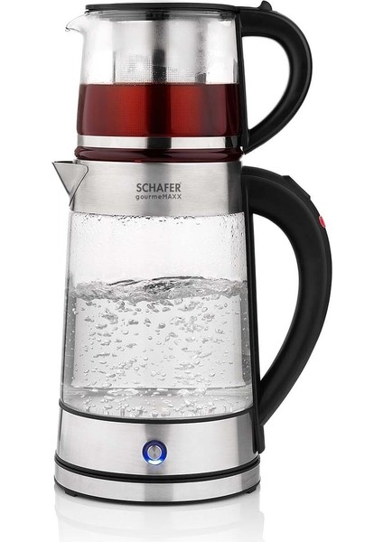 Gourmemaxx Cam Çay Makinesi Kettle 4 Parça Şeffaf indirimleri