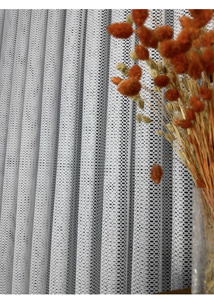 Taç Delikli Dantel Tül Perde, 1/2 Seyrek Pile, Tek Kanat - Ekru 100 x 250 cm modelleri